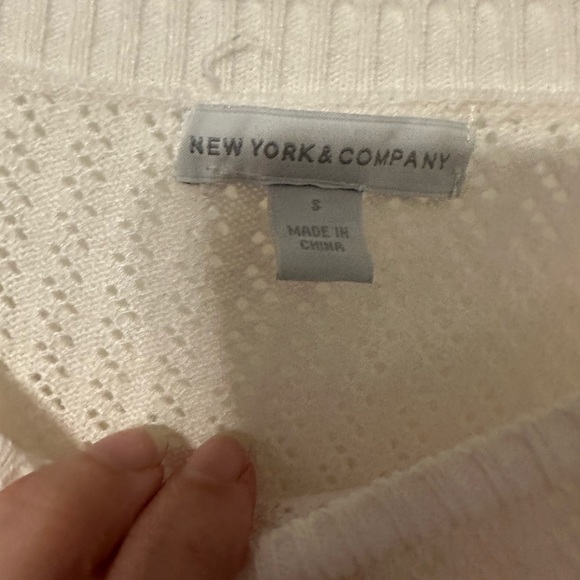 New York and Company Hi Lo Crocheted Accent Pullover Sweater - Picture 13 of 14